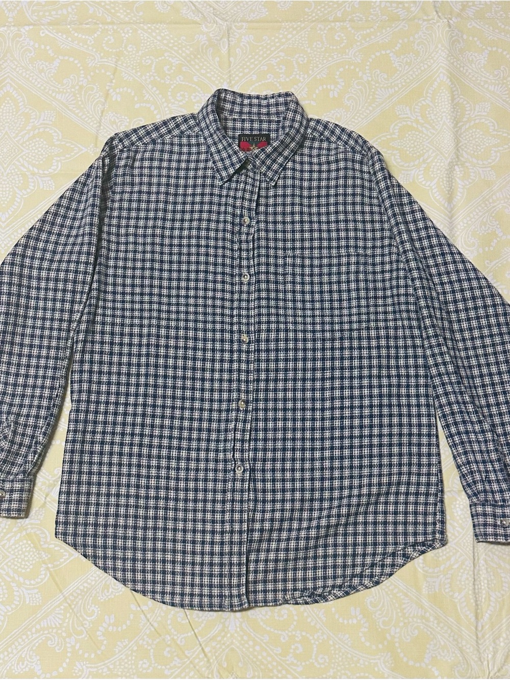 Roper Navy and White Plaid Button-Down Shirt